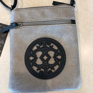 Small Gray Medallion Cross Body Purse